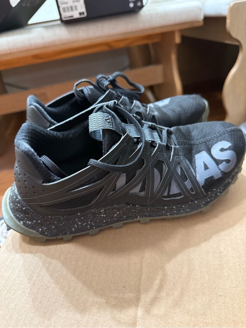 adidas Black and White Low-Top Athletic Sneakers with Oversized Logo